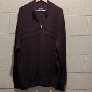 Van Heusen Men's Dark Burgundy Zip-Up Sweater